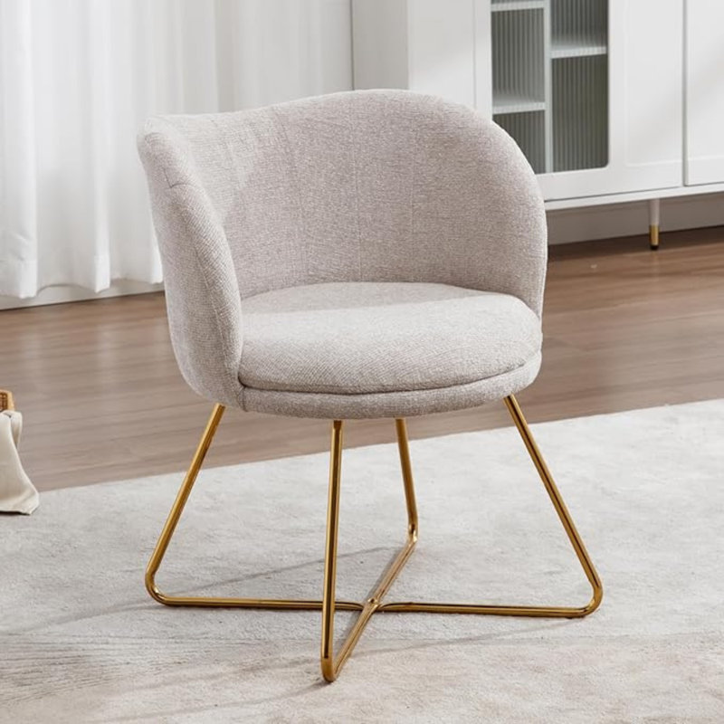 Armchair with faux fur metal legs, Oatmeal