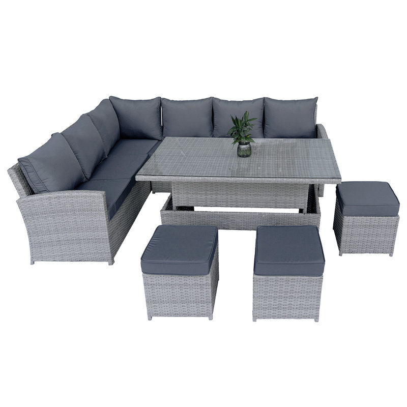 0cm Wide Curved Aluminum Patio Sofa with Cushions