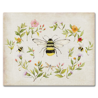 Planche à découper en verre 15 mm x 12 po CounterArt Bee Wreath