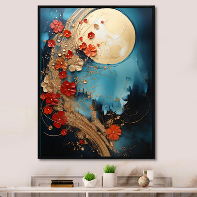 Or rouge abstrait fractal doré et rouge sur toile