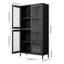 Armoire de rangement classique en métal avec 4 portes en verre et 4 tablettes, parfaite pour organiser et exposer à la maison ou au bureau