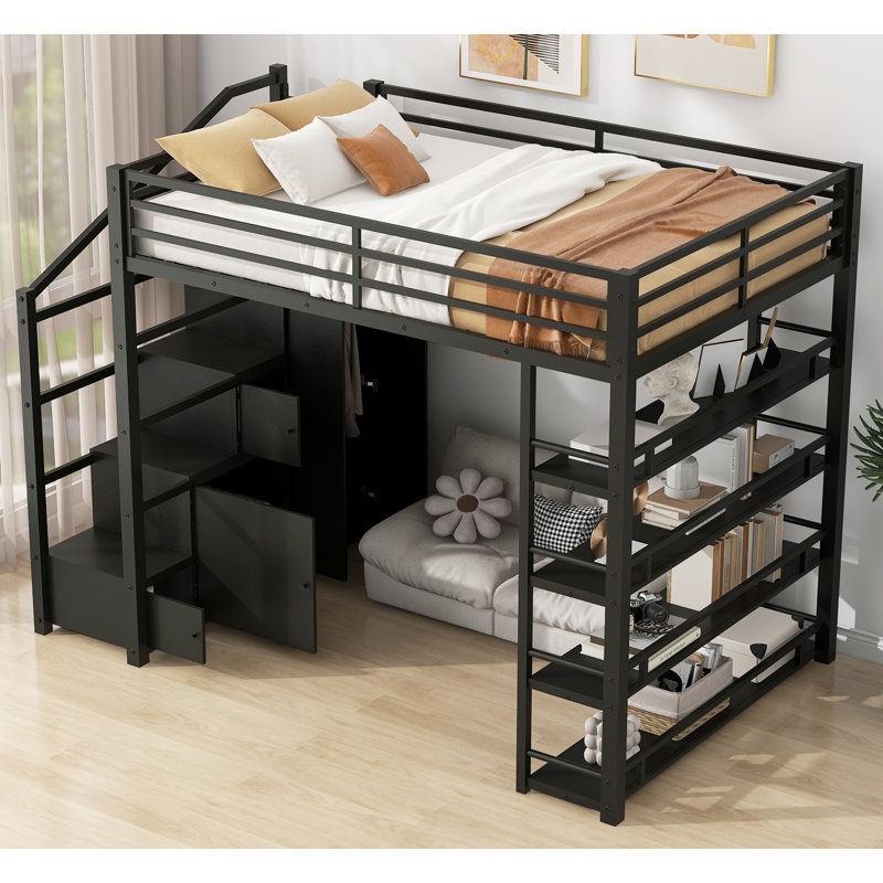 Full Metal Loft Bed With Storage