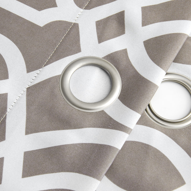 Paire de rideaux occultant et isolants avec œillets Andoni, Taupe / blanc