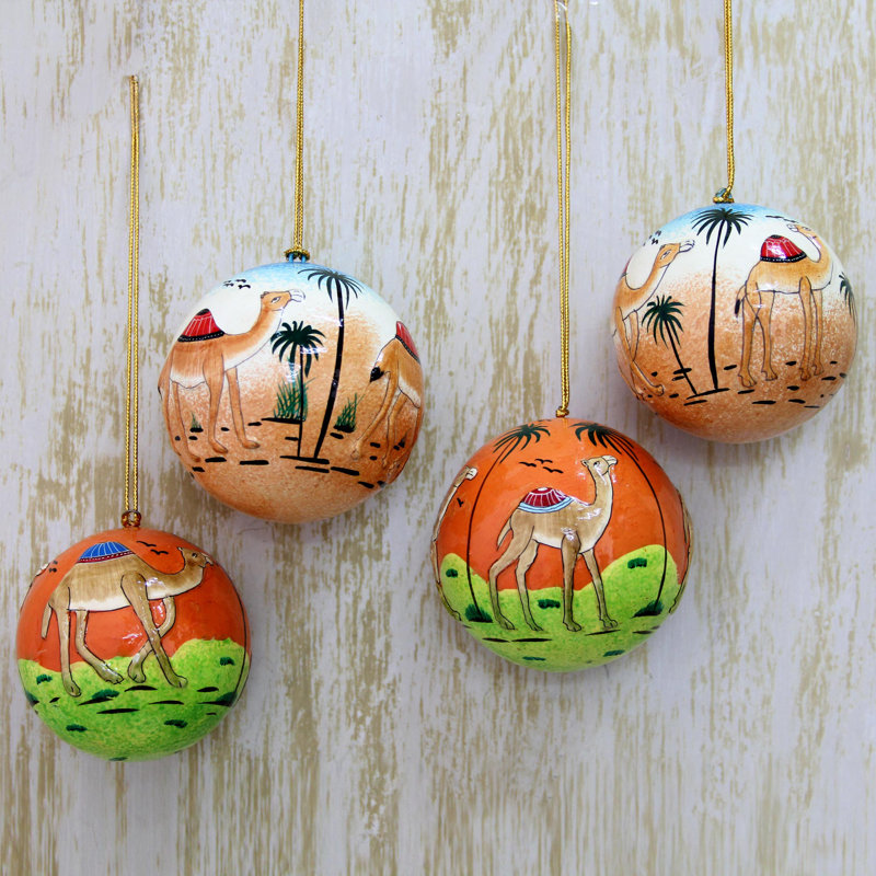 Ensemble d’ornement boule 4 pièces papier mache