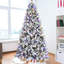  Arbre de Noël floqué avec lumières colorées 400L à DEL avec boule G45, arbre réaliste articulé en PE + PVC + à aiguille dure avec fil mémoire, 10 modes d'éclairage-1851802711