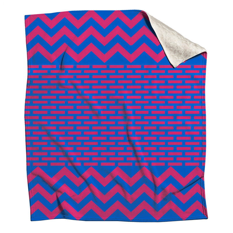 Blue Pink Zigzag Blankets, 50in W x 60in H