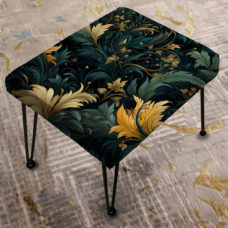 Repose-pieds rectangulaire vert feuille et jaune Harmony