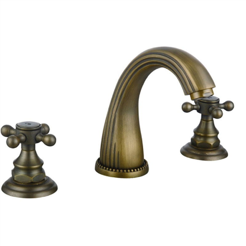 Robinet pour salle de bain BathSelect Bordeaux - fini bronze antique, ensemble de 3 pièces avec poignées en croix