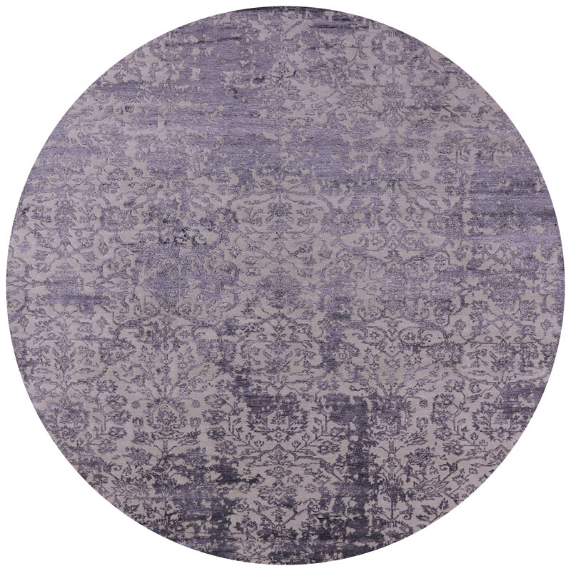 Tapis mauve / gris à motif floral Sharice, Rond 7 pi