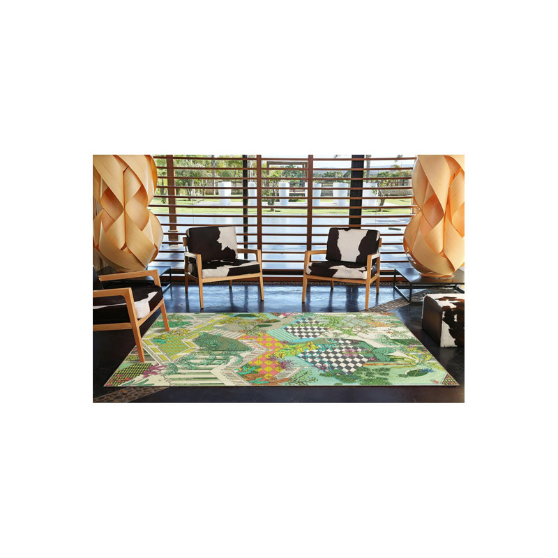 Tapis multicolore à motif de maisons Miami, Rectangle 3 pi 3 po x 4 pi 11 po