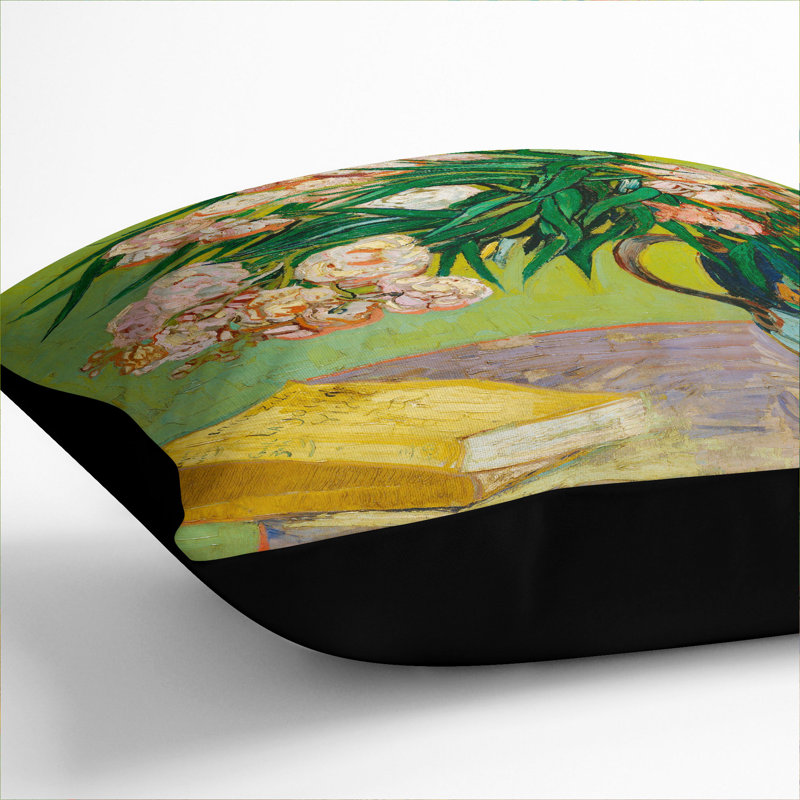 Oleanders Square Throw Cushion, Black, 40cm H x 40cm W x 15cm D