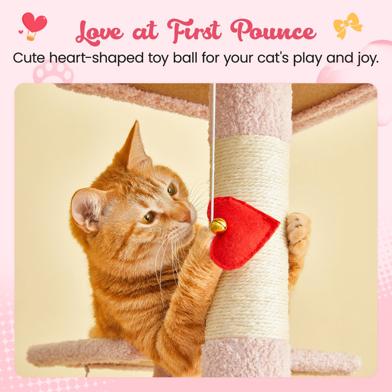 Grand condo 64 "pour chat, H 63,8 po x l 19,7 po x P 19,7 po, Rose foncé