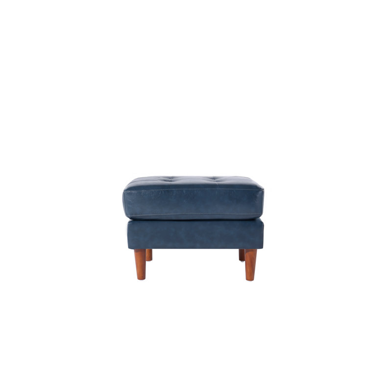 Atrakchi Upholstered Ottoman, Blue Genuine Leather