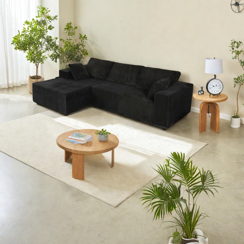 Canapé modulaire de luxe, canapé rembourré en mousse noir pour salon moderne