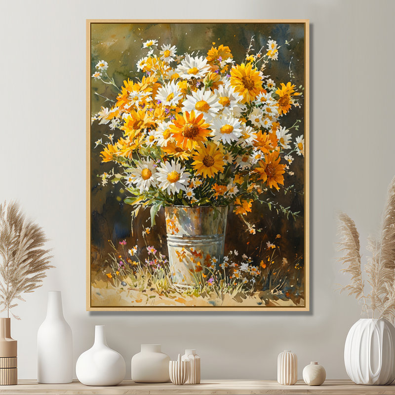 Christman - salon d'art mural floral, H 20 po x l 12 po, Impression encadrée flottante, Crème, crème