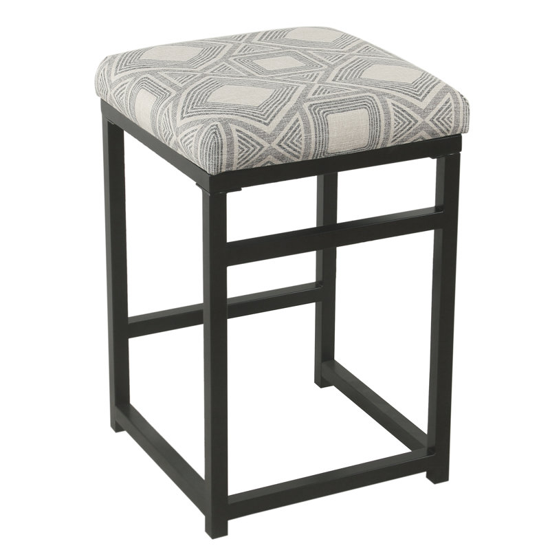 Tabouret de comptoir de 24 po Junad, Motif géométrique gris anthracite