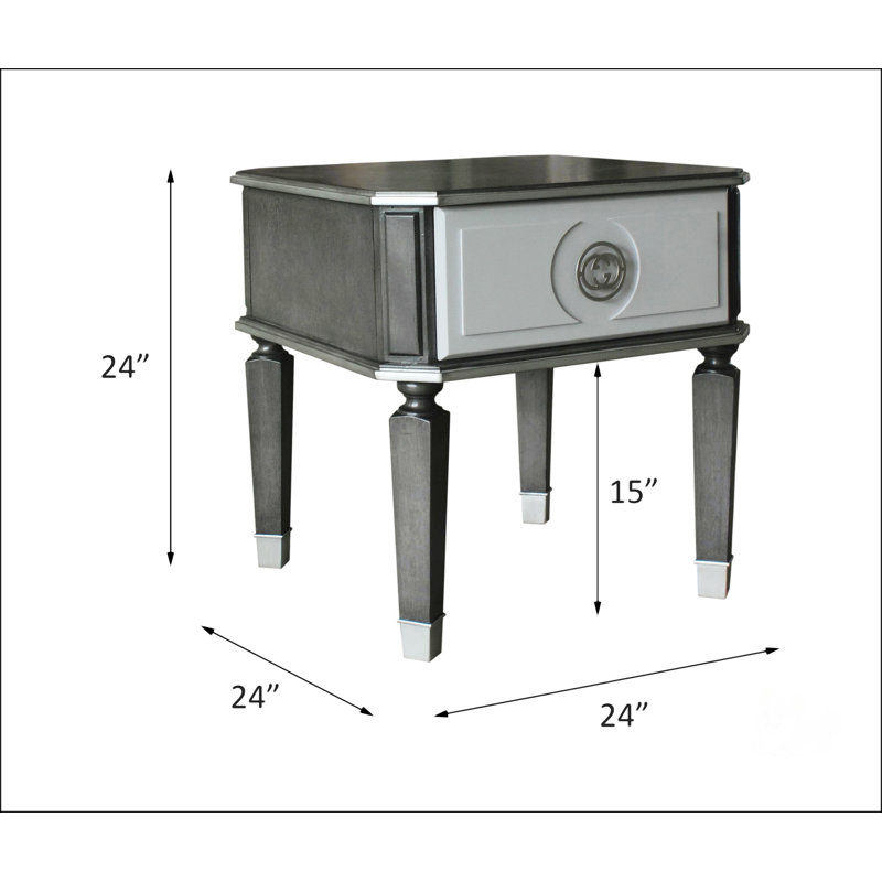 Charcoal And Light Grey Finish End Table