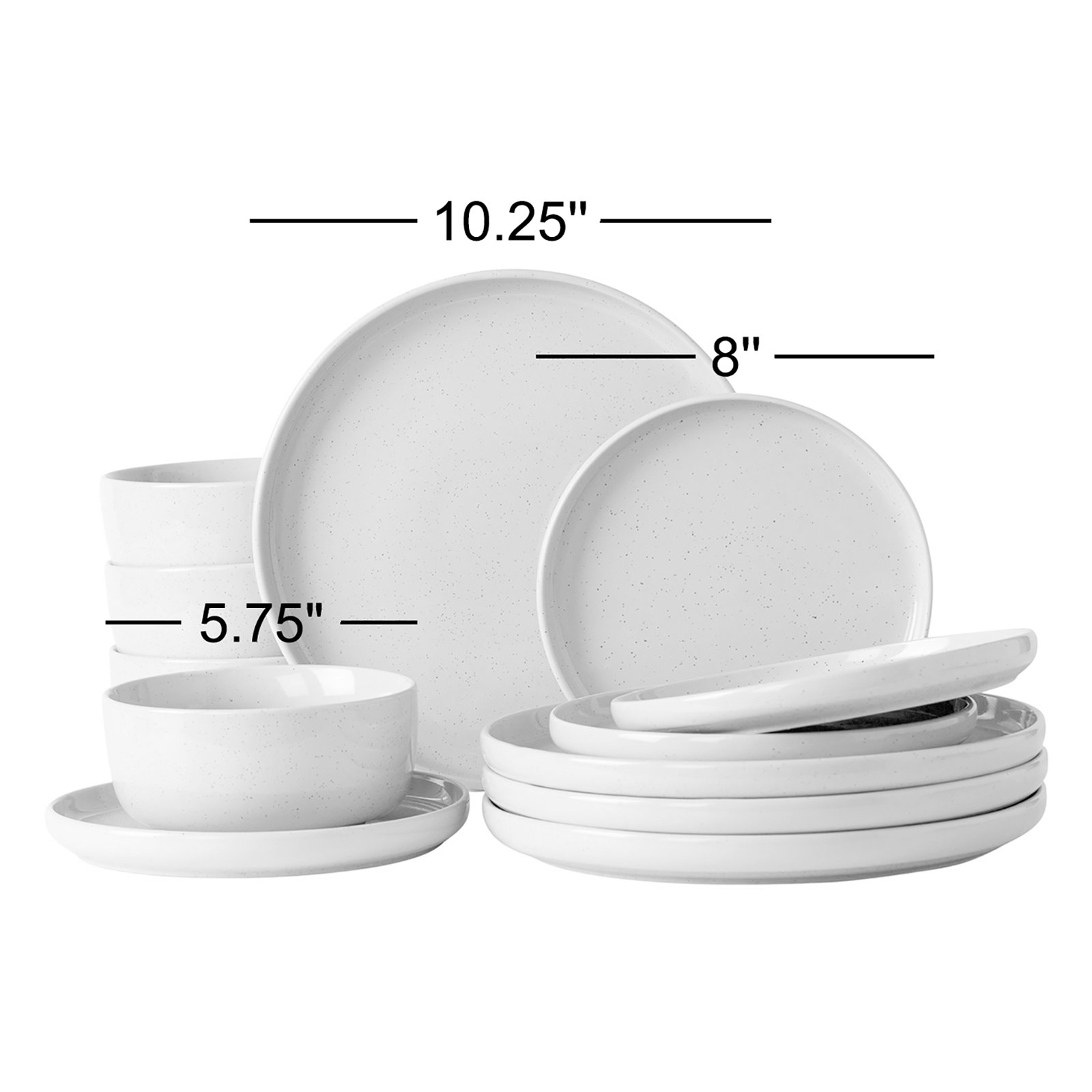 Daytona Stoneware Dinnerware Set - Service for 4, Light Gray