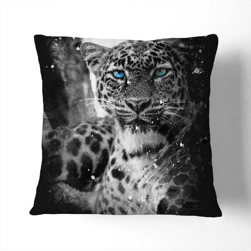 Bright Eyed Leopard Cushion with Filling, Stone, 40cm H x 40cm W x 15cm D