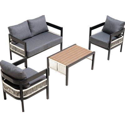 Fer d'extérieur avec table Ustyle. Imperméable, antirouille. Usure - Pe. Cadre. Pour la cour, la terrasse, l'extérieur. Facile à assembler. Gris choix d'eau, rouille Fabrication fine et robuste. Assemblage.