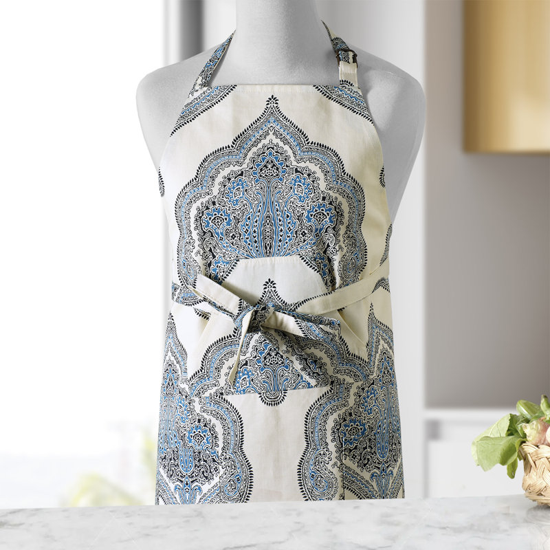 Printed Cotton Kitchen Apron with Pockets Adjustable