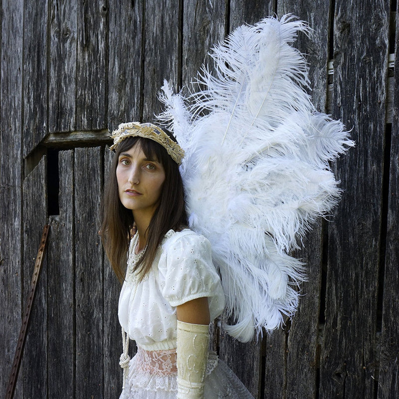 Large Ostrich Feather Wings - White