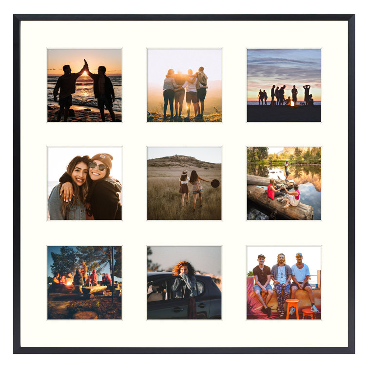 Picture Frame 16x16 Black, Square Collage Frame Display Nine 4x4 Photos, for Wall Hanging Hokku Designs