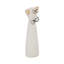 Figurine de chat en céramique pour décoration intérieure - Sculpture décorative avec décoration en métal pour le bureau, la table et le salon - Beige et noir-95490212