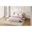 Lit plateforme tapissier avec tête de lit à oreilles, rose - aucun sommier nécessaire, 2 tiroirs et lit gigogne simple pour lit de tête de lit moderne et confortable, Cozy Living-130155334
