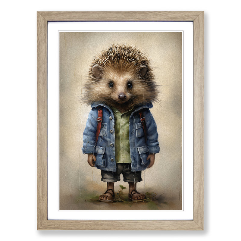 Hedgehog with Glasses Painting - Framed Print