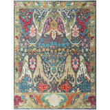 Hand Knotted Wool Area Rug in Dark Gray/Green/Red/Blue