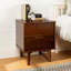 Table de chevet Mid-Century moderne avec 2 tiroirs et tablette, table de chevet en bois massif avec poignée rainurée pour le rangement dans la chambre à coucher