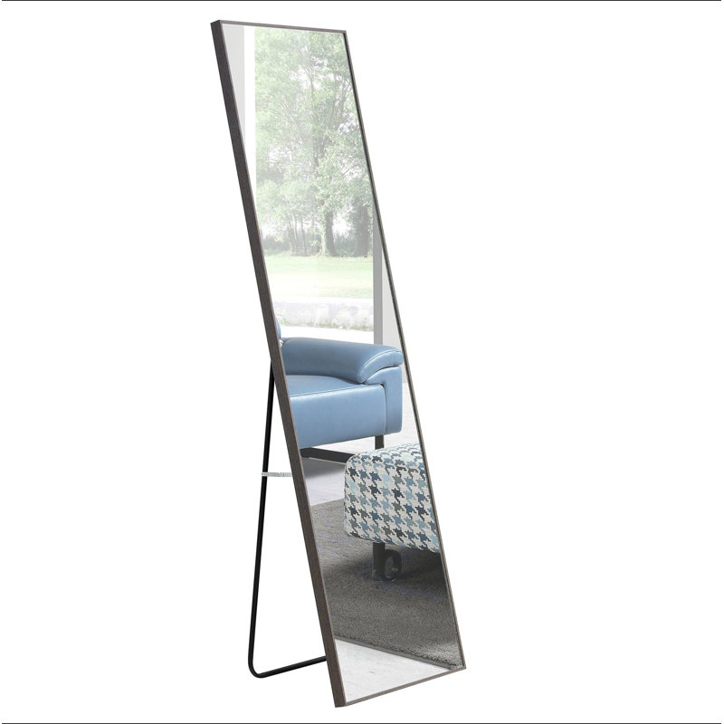4th Gen Solid Wood Frame Full Body Mirror – Floor/Wall Mounted, Dressing/Decorative Mirror, Gray, 65" x 23"