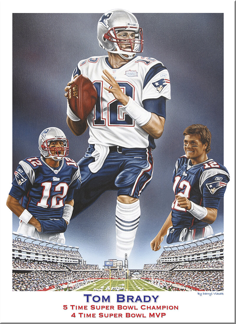 Buy Art For Less Darryl Vlasak Tom Brady 5 Time Super Bowl Champion 4 Time  Super Bowl MVP Framed On Paper by Darryl Vlasak Memorabilia & Reviews