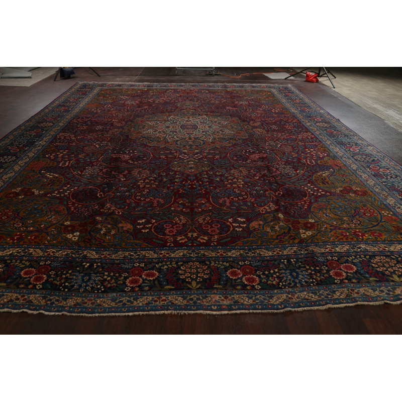 Tapis unique en laine noué à la main de style années 1900 de 13 pi 4 po x 19 pi 2 po Tabriz