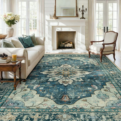 Tapis rétro antidérapant à motif médaillon Sunflower