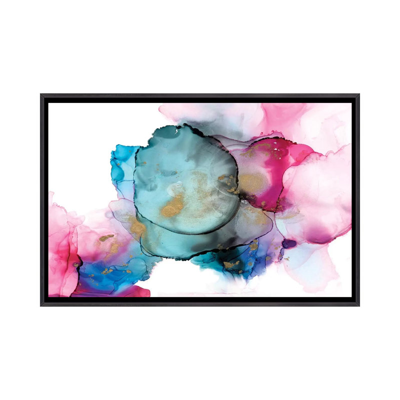 Reproduction d’art, "Borealis I" par Jennifer Goldberger, Toile avec cadre noir patiné, H 26 po x l 40 po x P 1,5 po