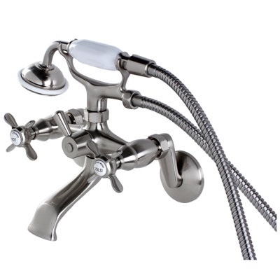 Essex Double Handle Wall Mounted Clawfoot Tub Faucet Trim with Diverter and Handshower