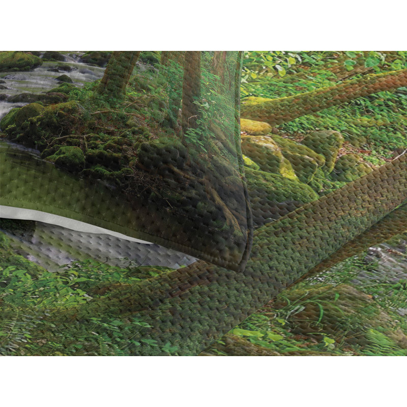 King Size Green Forest Quilted Bedspread Set