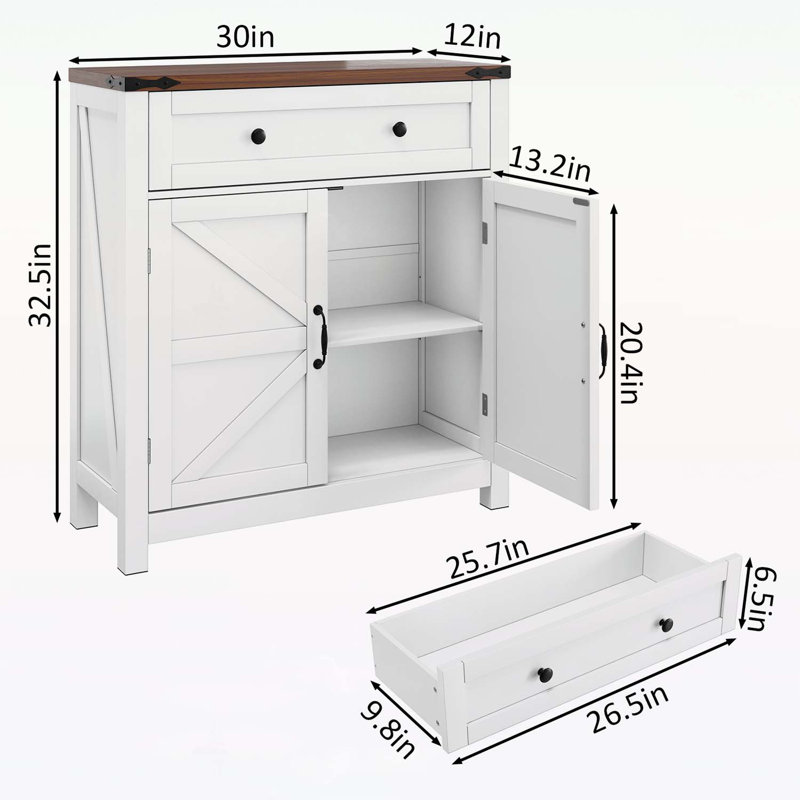 Versatile Farmhouse Buffet Cabinet with Multiple Storage Compartments for Every Home, Brown/White