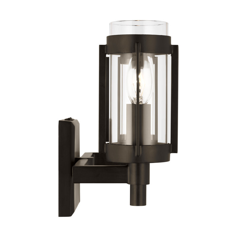 Aged Iron and Clear Glass 2-Light Vanity Fixture