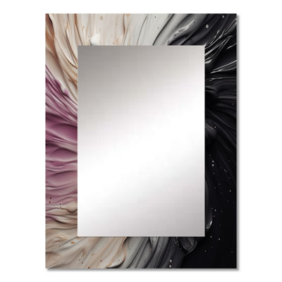 Delicate Brushstrokes Abstract Painting II - Abstract Painting Decorative Mirror, Modern Wall Mirror, Printed Metal Art