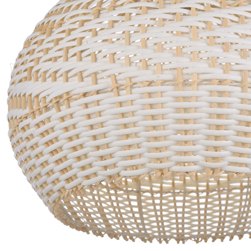 Luminaire suspendu en rotin Boho pour îlot de cuisine naturel et blanc tissé à la main Boho