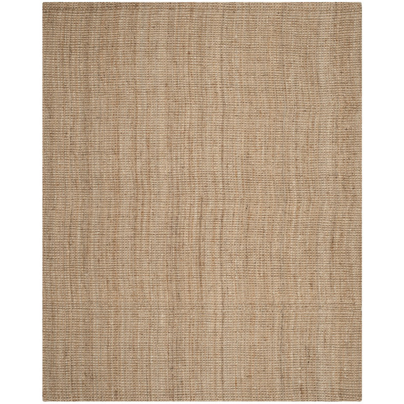 Calidia Natural Fiber Hand Woven Jute Solid Color Rug, Rectangle 4' x 6'