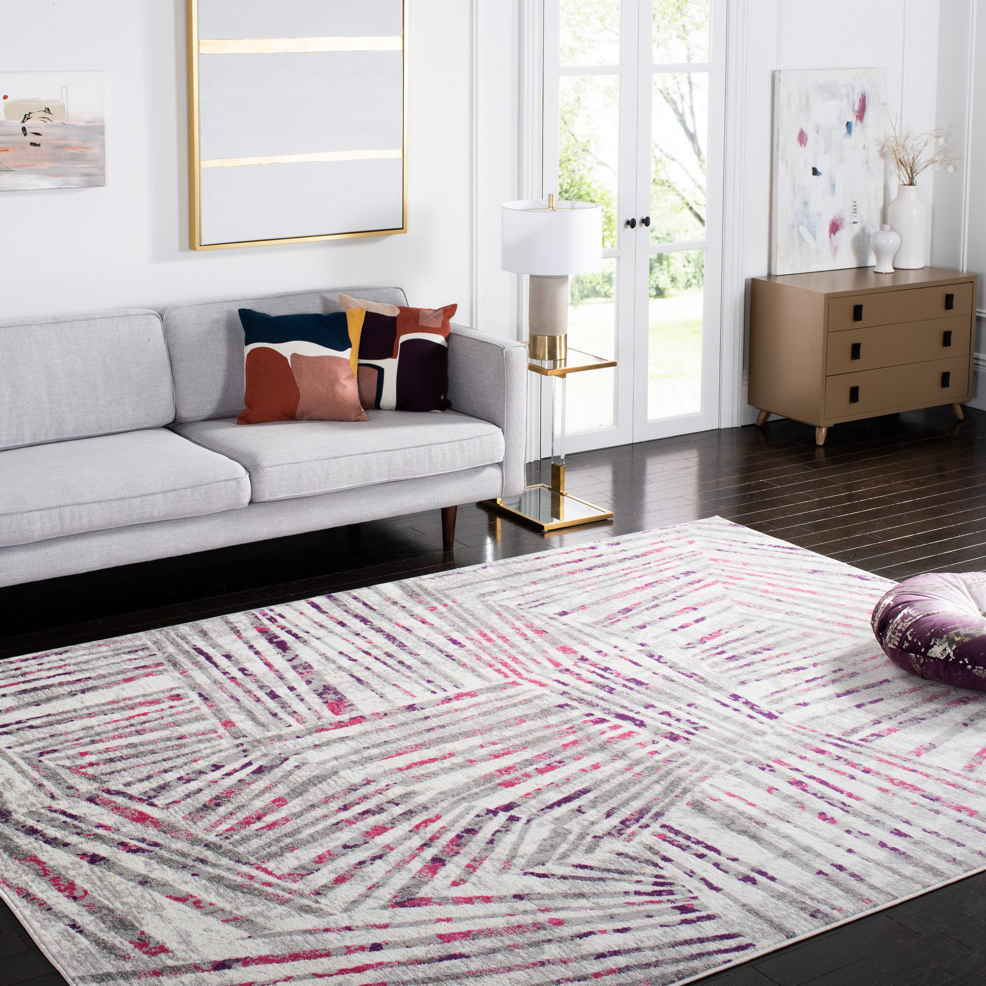 Corrigan Studio® Cosner Geometric Gray/Pink Area Rug & Reviews Wayfair