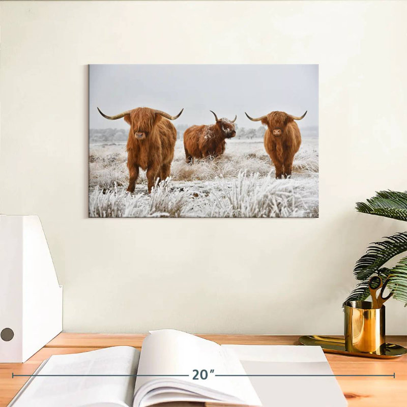 Brampt Three Highland Cows, 8" H x 12" W