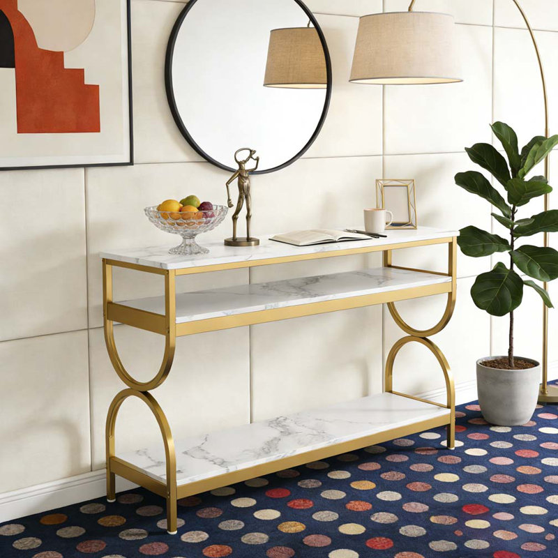3-Tier Console Table Sofa Table with Storage Shelves