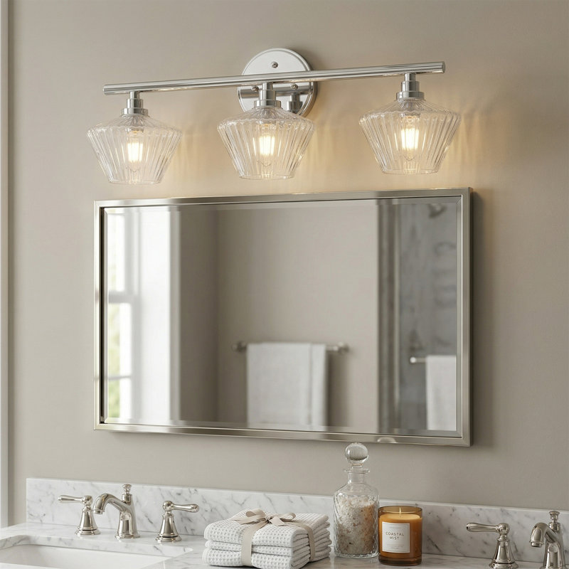 Kerolz 3 - Light Bathroom Steel Dimmable Vanity Light, Chrome Finish