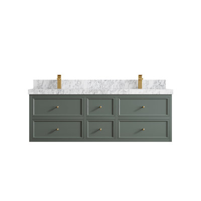 Roswell Floating 60'' Double Bathroom Vanity with Marble Top