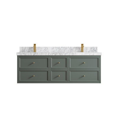 Roswell Floating 60 " W Wall Mounted Wall Mounted 2 Double Vanity Bathroom Vanity With Marble Top